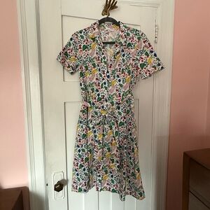 Boden Multicolor Tropical Print Button Front Shirt Dress US 8